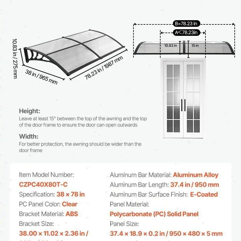 Awnings for Door Entrance,Exterior Front DoorWindow Awnings with Drainage