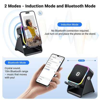 Wireless Induction Audio Speaker Stand, 5in1 Cellphone Holder