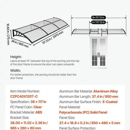 Awnings for Door Entrance,Exterior Front DoorWindow Awnings with Drainage