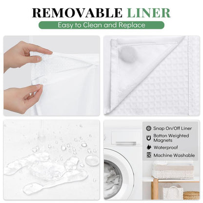 No-Hook Shower Curtains with Snap-in Fabric Detachable Liner Set