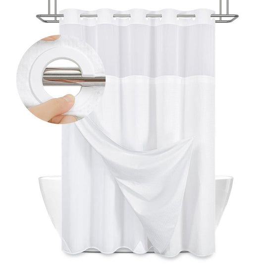No-Hook Shower Curtains with Snap-in Fabric Detachable Liner Set