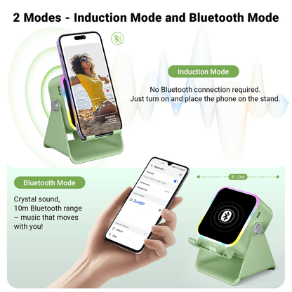 Wireless Induction Audio Speaker Stand, 5in1 Cellphone Holder