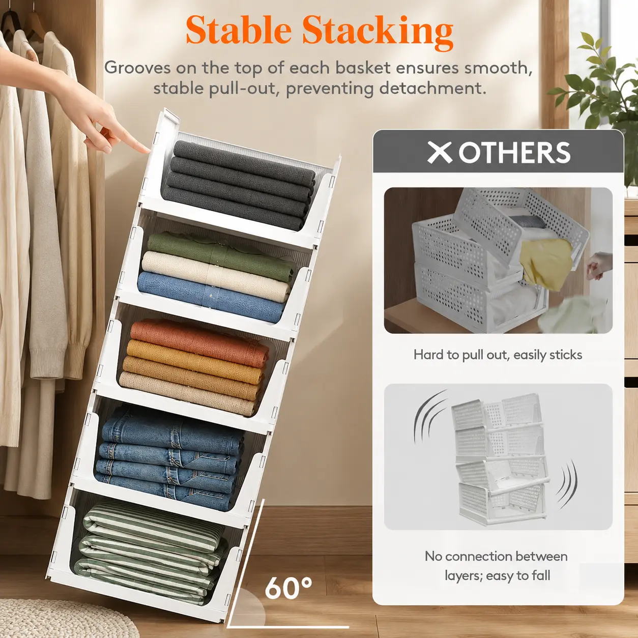 Stackable Closet Organizers & Storage Bins for Clothes