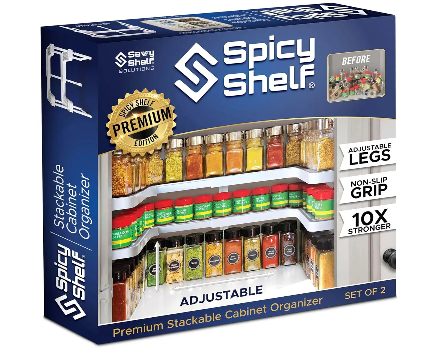 Spicy Shelf 2-Layers Plastic Spice Rack Organizer