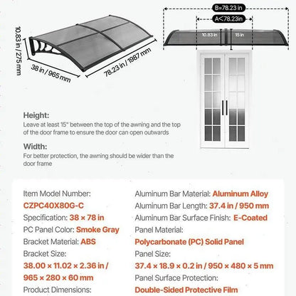 Awnings for Door Entrance,Exterior Front DoorWindow Awnings with Drainage