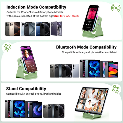 Wireless Induction Audio Speaker Stand, 5in1 Cellphone Holder
