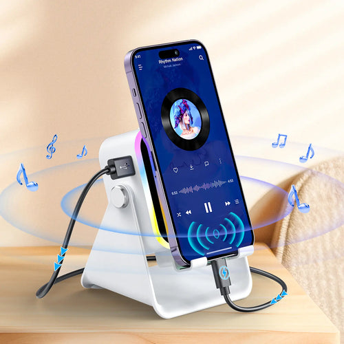 Wireless Induction Audio Speaker Stand, 5in1 Cellphone Holder