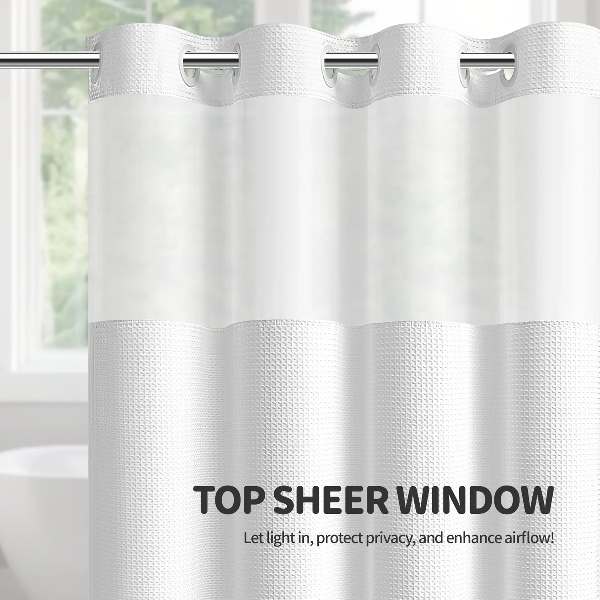 No-Hook Shower Curtains with Snap-in Fabric Detachable Liner Set
