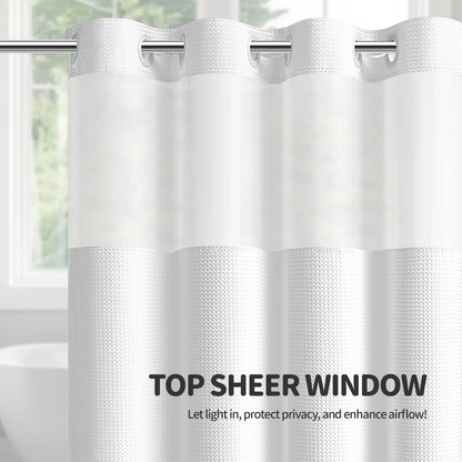 No-Hook Shower Curtains with Snap-in Fabric Detachable Liner Set