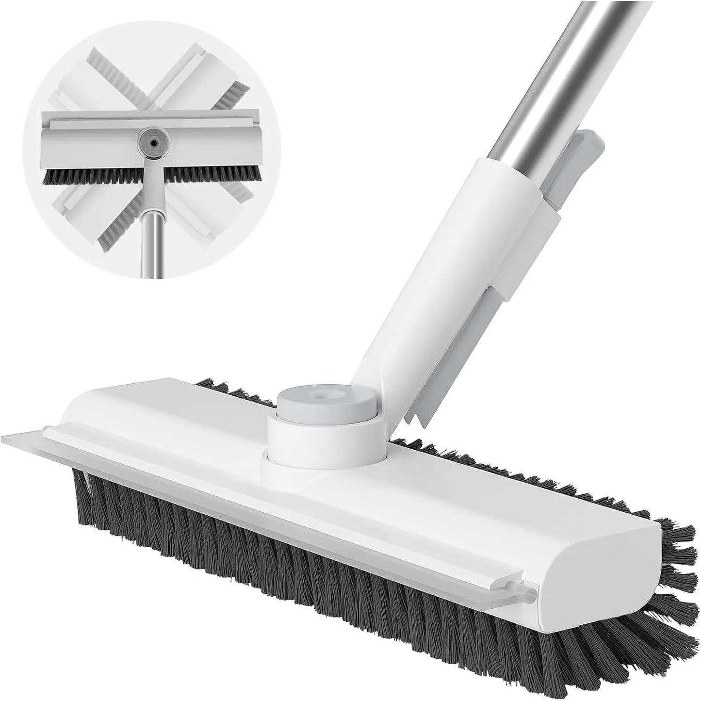 Floor Scrub Brush with Long Handle, cleaning brush,3 in 1 Scrape and Heavy-Duty Stiff Bristle Scrubber Brush