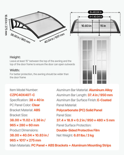 Awnings for Door Entrance,Exterior Front DoorWindow Awnings with Drainage