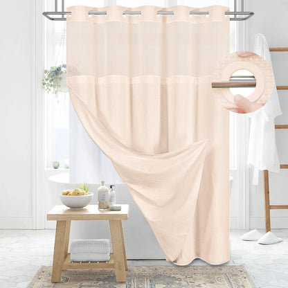 No-Hook Shower Curtains with Snap-in Fabric Detachable Liner Set