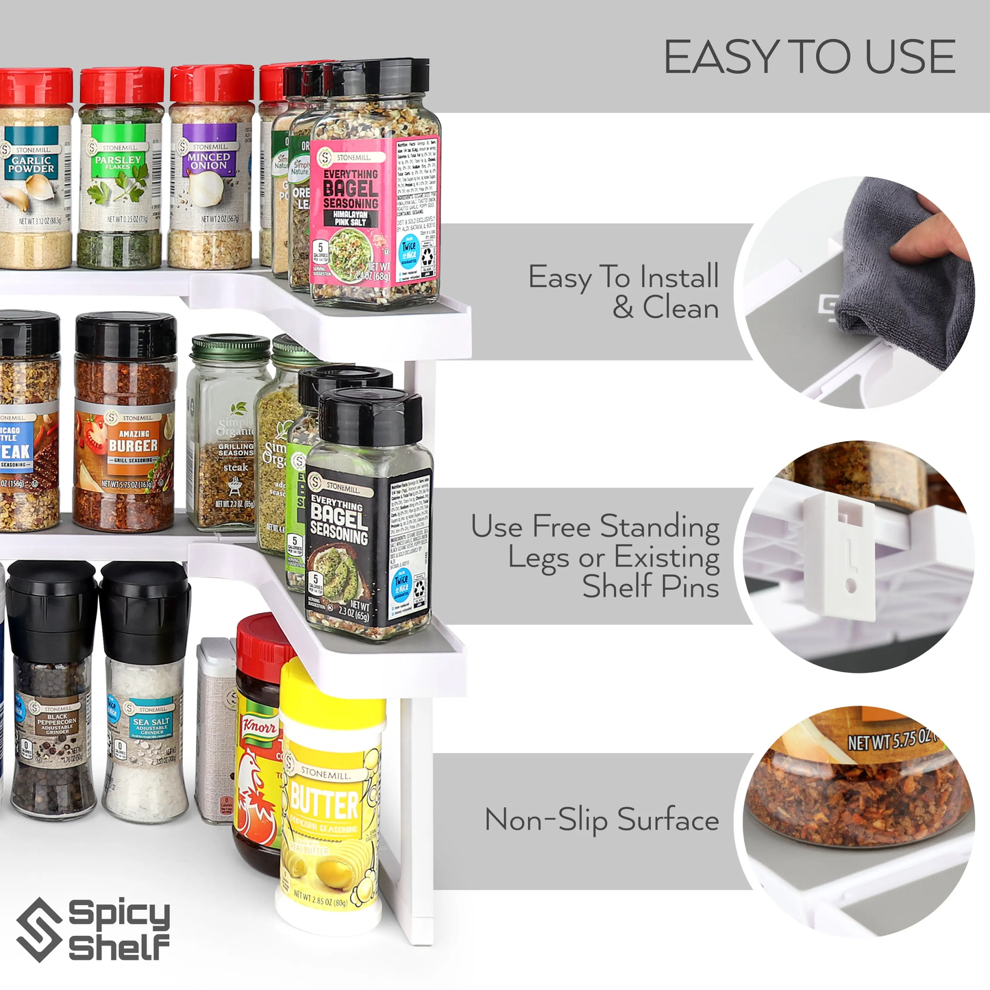 Spicy Shelf 2-Layers Plastic Spice Rack Organizer