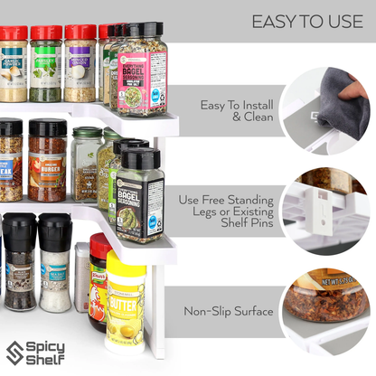 Spicy Shelf 2-Layers Plastic Spice Rack Organizer