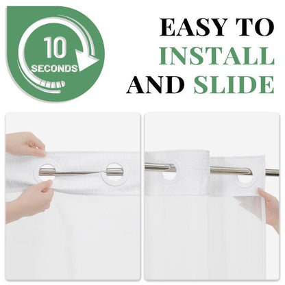 No-Hook Shower Curtains with Snap-in Fabric Detachable Liner Set