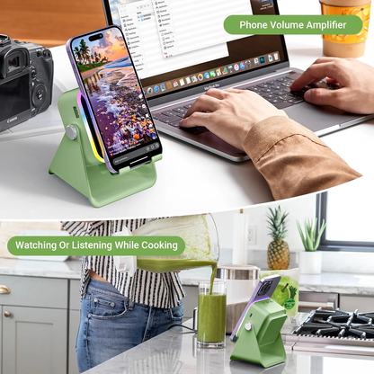 Wireless Induction Audio Speaker Stand, 5in1 Cellphone Holder