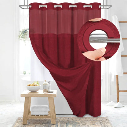 No-Hook Shower Curtains with Snap-in Fabric Detachable Liner Set