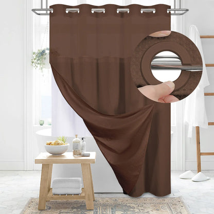 No-Hook Shower Curtains with Snap-in Fabric Detachable Liner Set