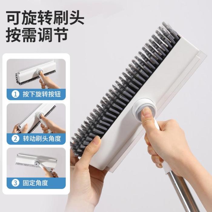 Floor Scrub Brush with Long Handle, cleaning brush,3 in 1 Scrape and Heavy-Duty Stiff Bristle Scrubber Brush