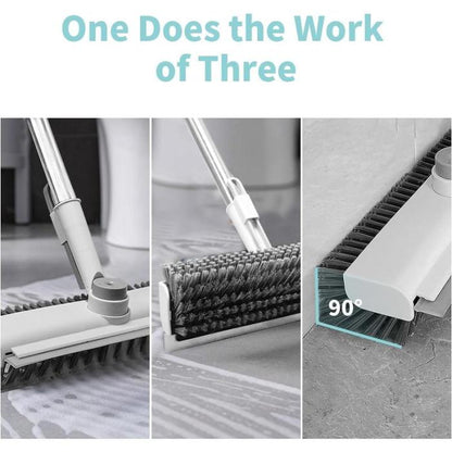 Floor Scrub Brush with Long Handle, cleaning brush,3 in 1 Scrape and Heavy-Duty Stiff Bristle Scrubber Brush