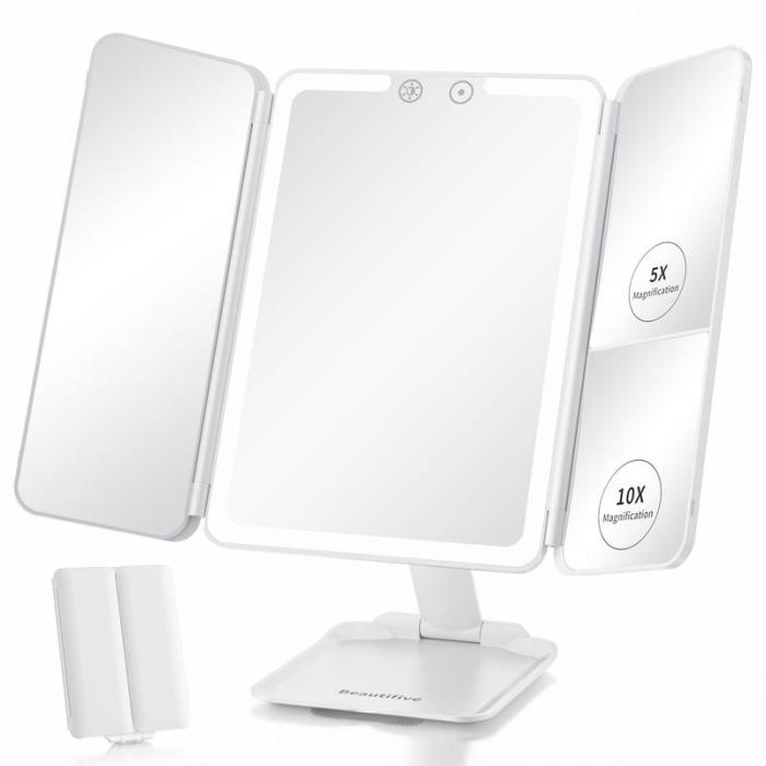 Tri-fold Travel Makeup Mirror with 48 LED Lights