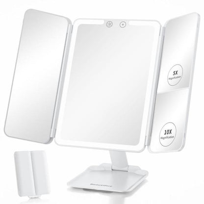 Tri-fold Travel Makeup Mirror with 48 LED Lights